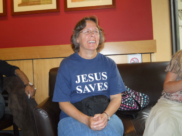 Having a good time at Starbucks