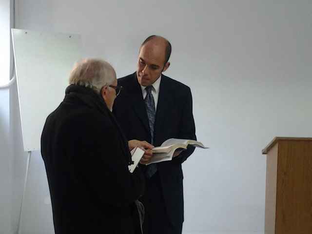 Charlie talking to a visitor one Sunday